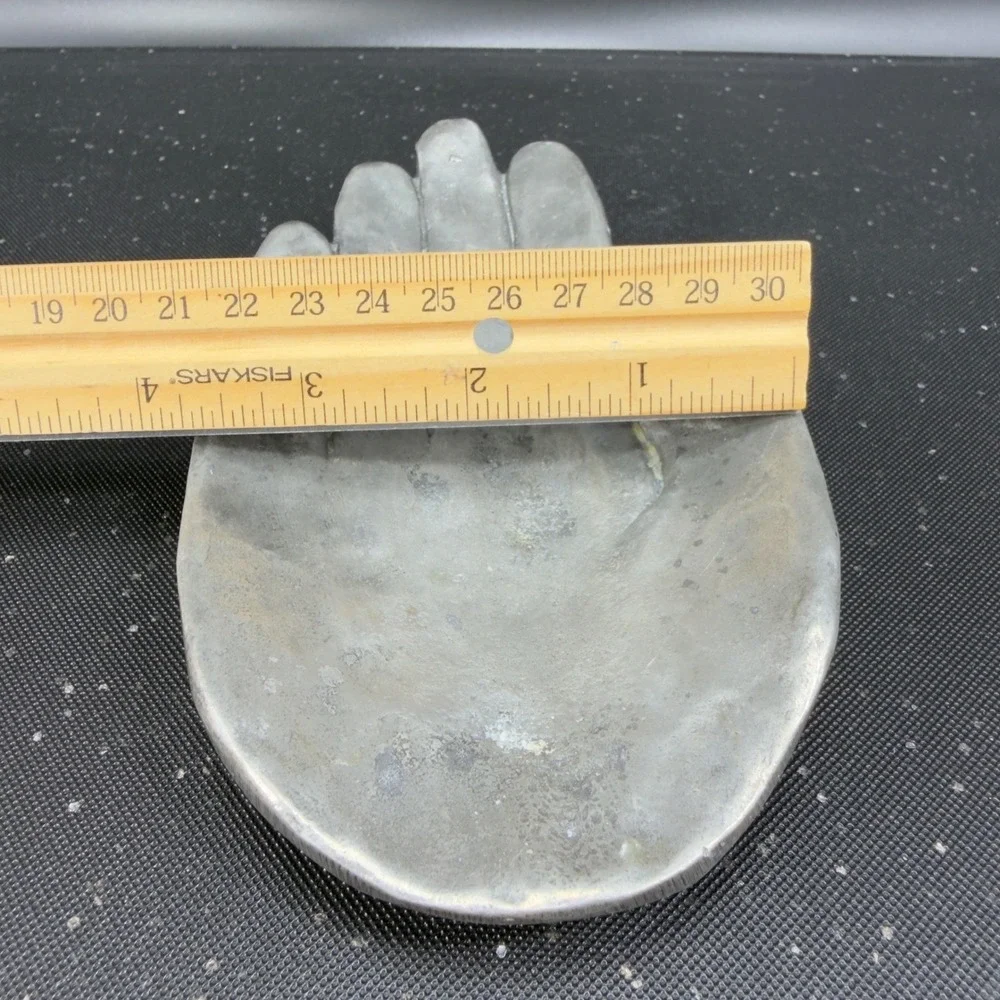 Patrick Meyer Pewter Art Hand Brutalist Modernist Jewelry Trinket Dish Catchall‎